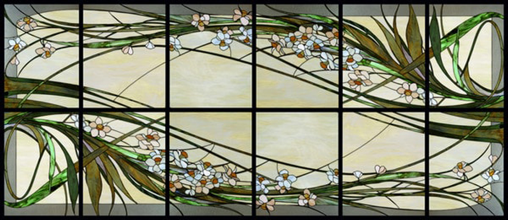 Whispering Garden Tiffany stained glass ceiling, Model 122