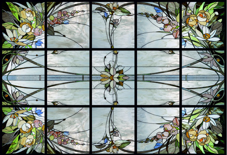 Garden Medallion Tiffany stained glass ceiling, Model 123