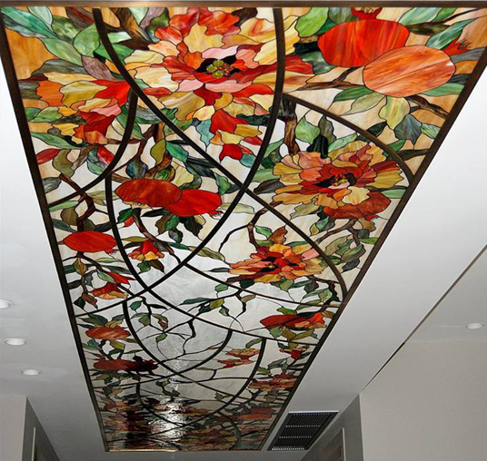 Floral Tapestry Tiffany stained glass ceiling, Model 126