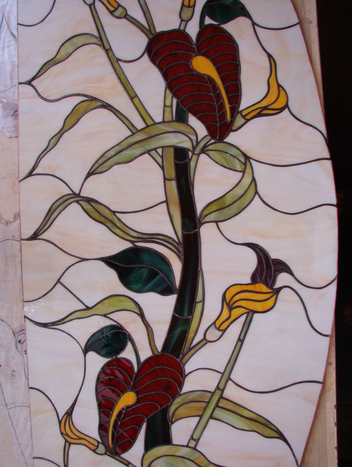 Door Model 216 — Crimson Garden stained glass detail