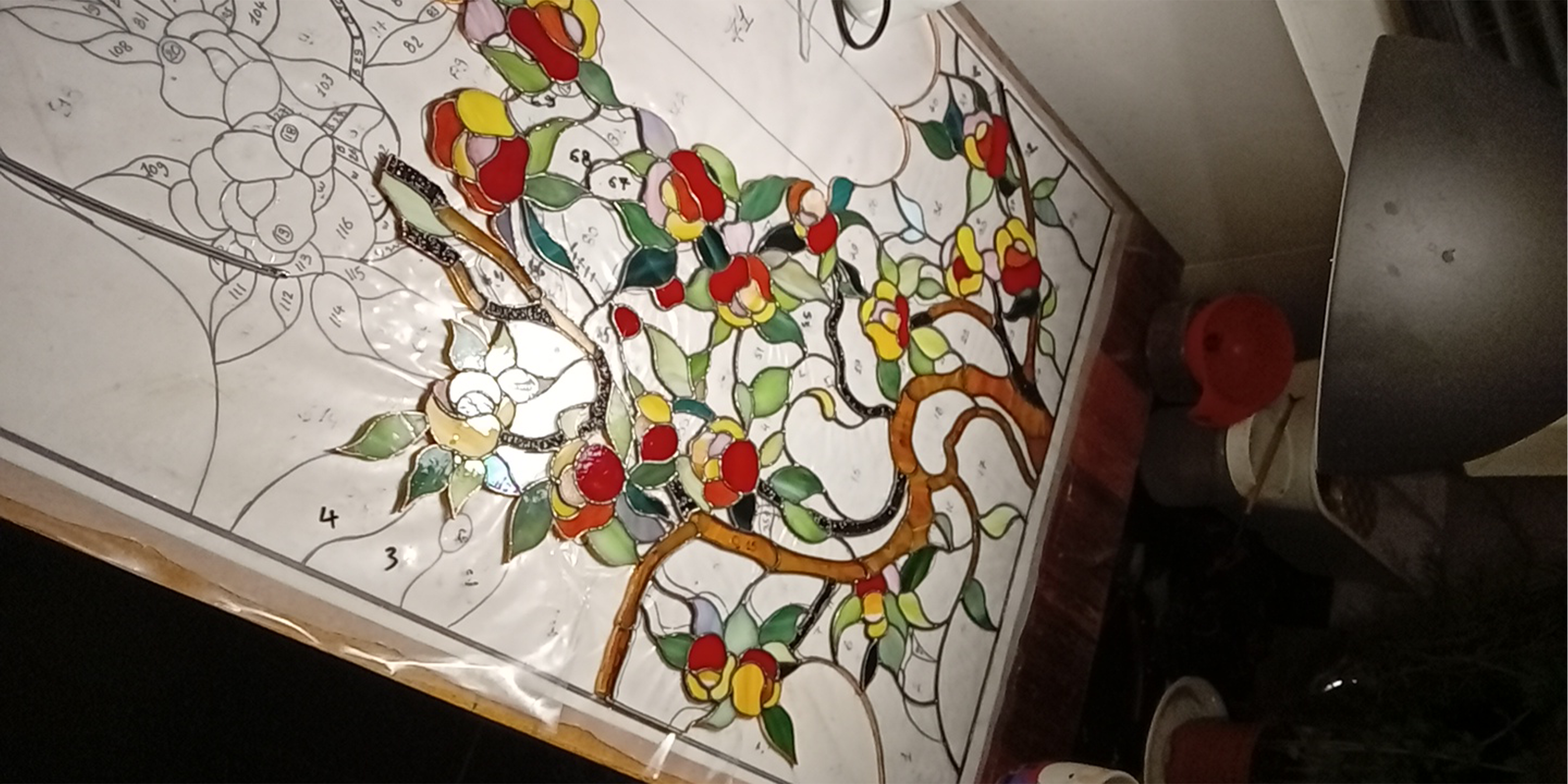 Door Model 224 — Floral Cascade stained glass detail