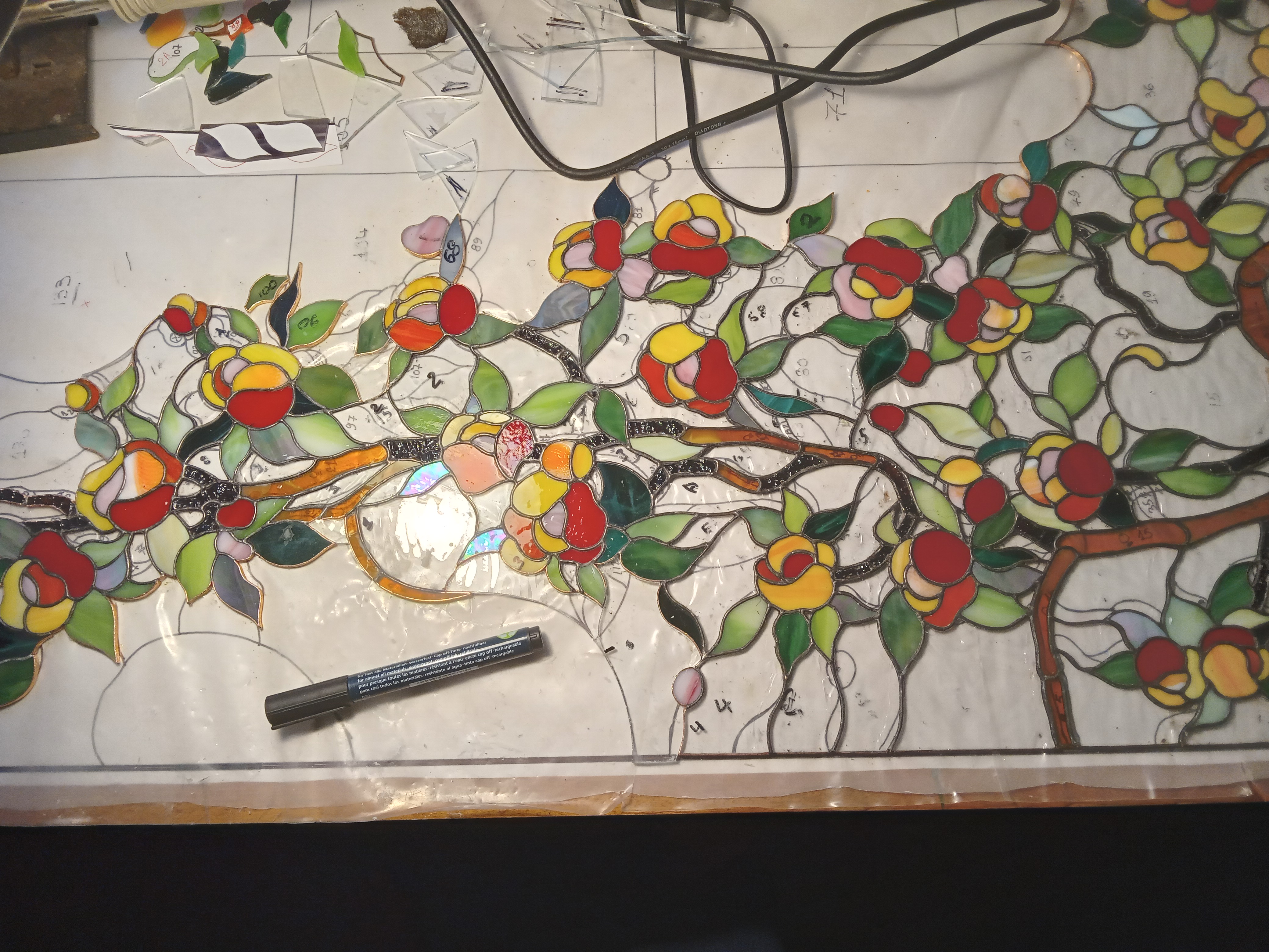Door Model 224 — Floral Cascade stained glass detail