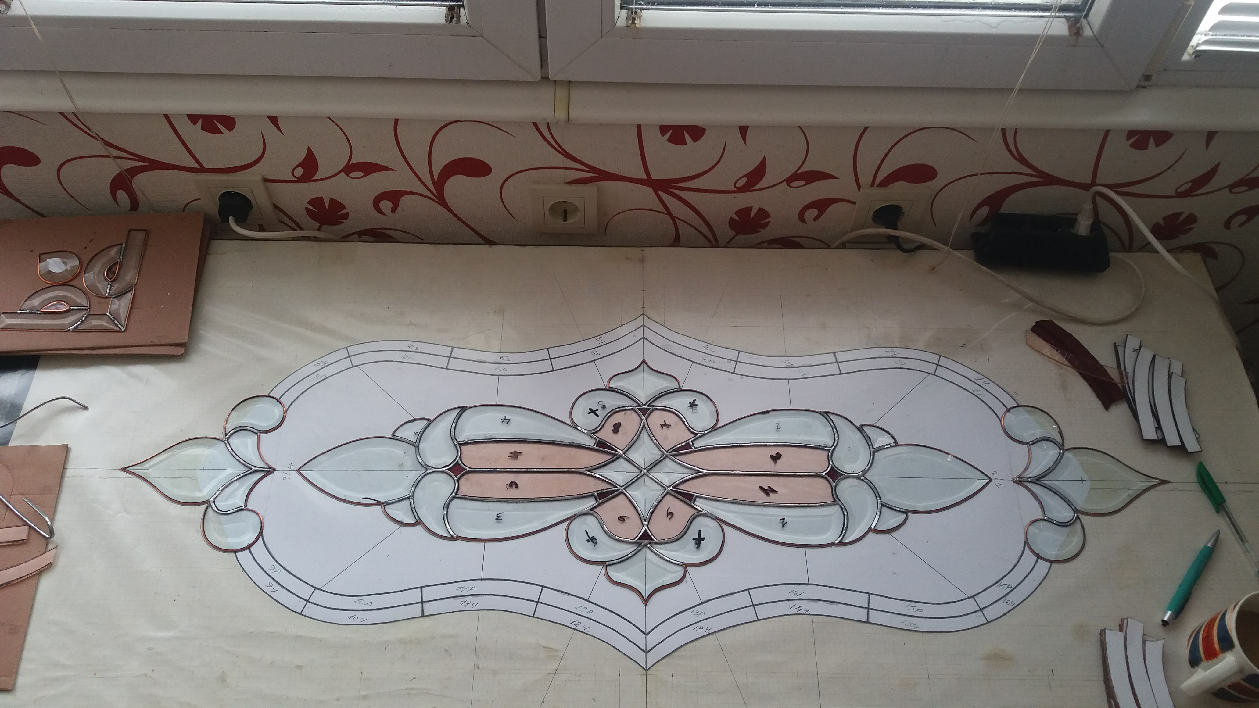 Door Model 314 — Ruby Fleur stained glass detail