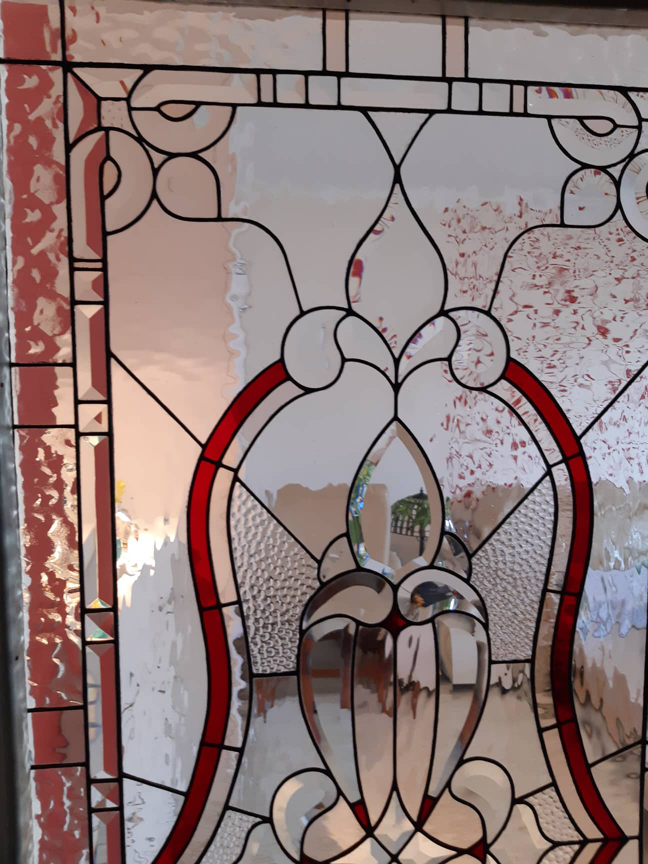 Door Model 314 — Ruby Fleur stained glass detail