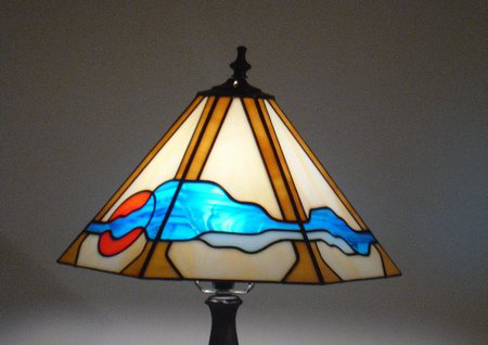 Handmade Tiffany stained glass lamp Model 415