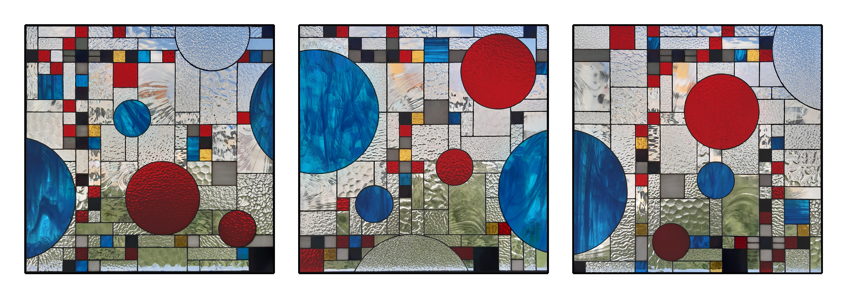 Geometric Rhythm — Handmade Tiffany Stained Glass Panel