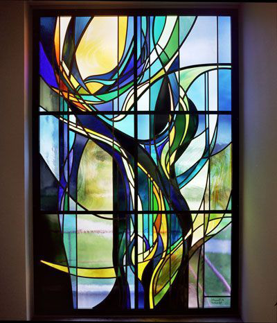 Flowing Garden handmade Tiffany stained glass window