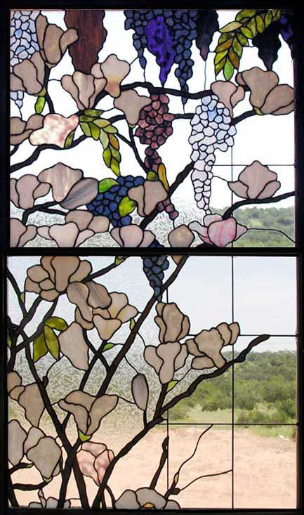 Vintage Vineyard handmade Tiffany stained glass window