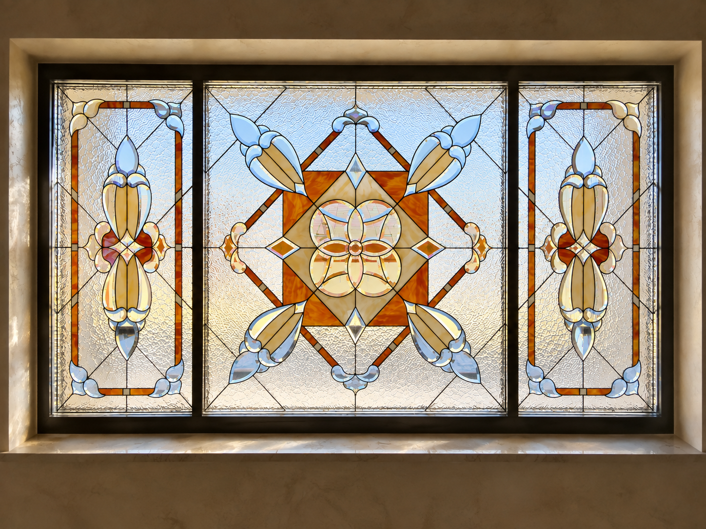Azure Harmony handmade Tiffany stained glass window