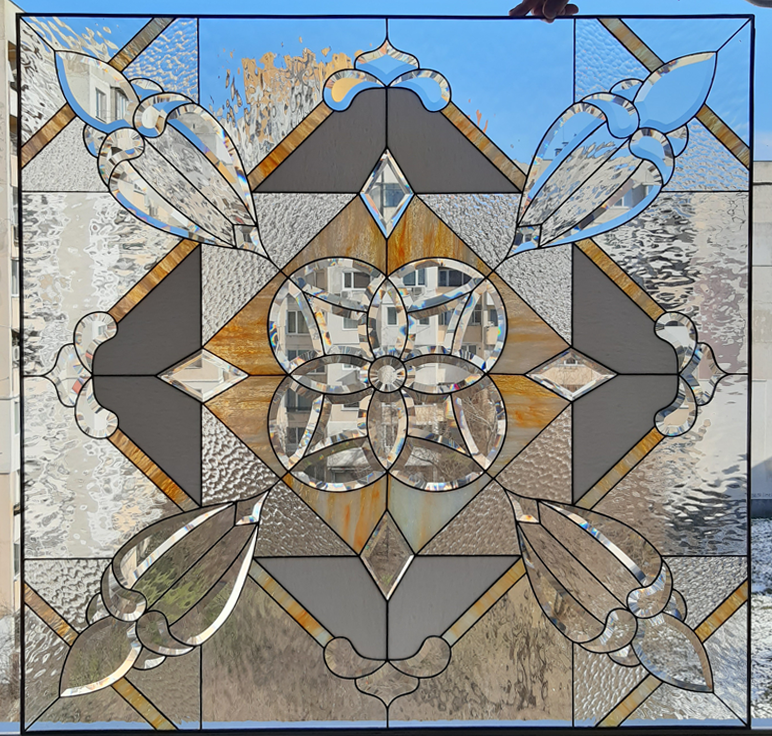 Crystal Harmony handmade Tiffany stained glass window